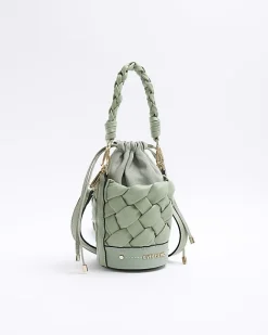 River Island weave bucket cross body bag Green Discount