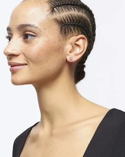 River Island Diamante Stud Earrings Grey Hot