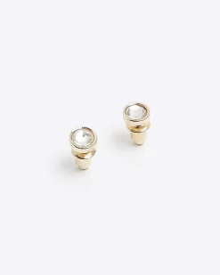 River Island Diamante Stud Earrings Grey Hot