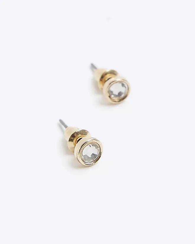 River Island Diamante Stud Earrings Grey Hot