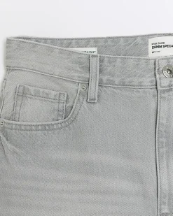 River Island faded high waist relaxed straight jeans Grey New