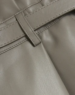River Island faux leather belted paperbag trousers Grey Sale