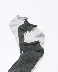 River Island frill socks multipack Grey Discount