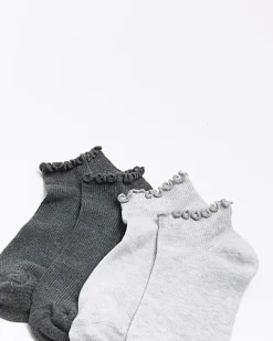 River Island frill socks multipack Grey Discount