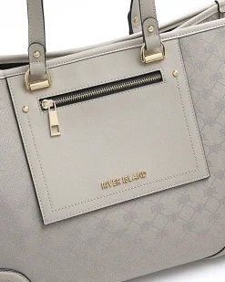 River Island jacquard monogram shopper bag Grey Discount