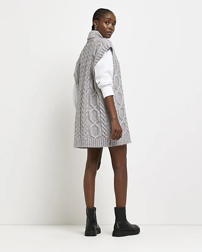 River Island jumper mini shirt dress Grey Sale