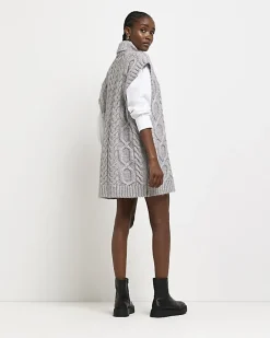 River Island jumper mini shirt dress Grey Sale