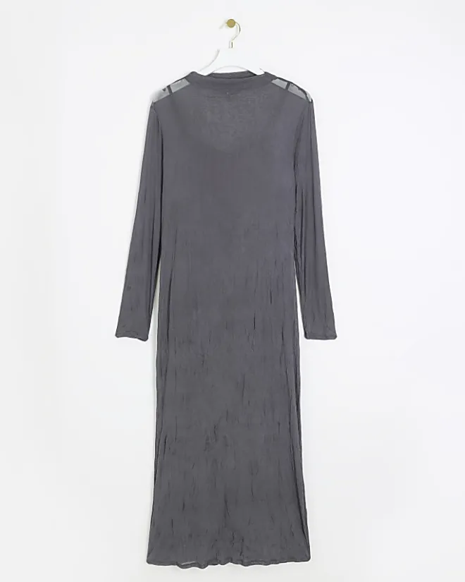 River Island mesh bodycon maxi dress Grey Best