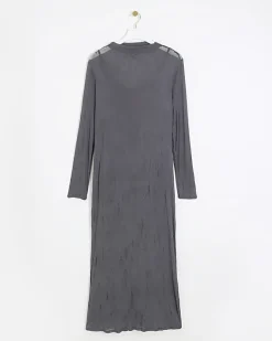 River Island mesh bodycon maxi dress Grey Best