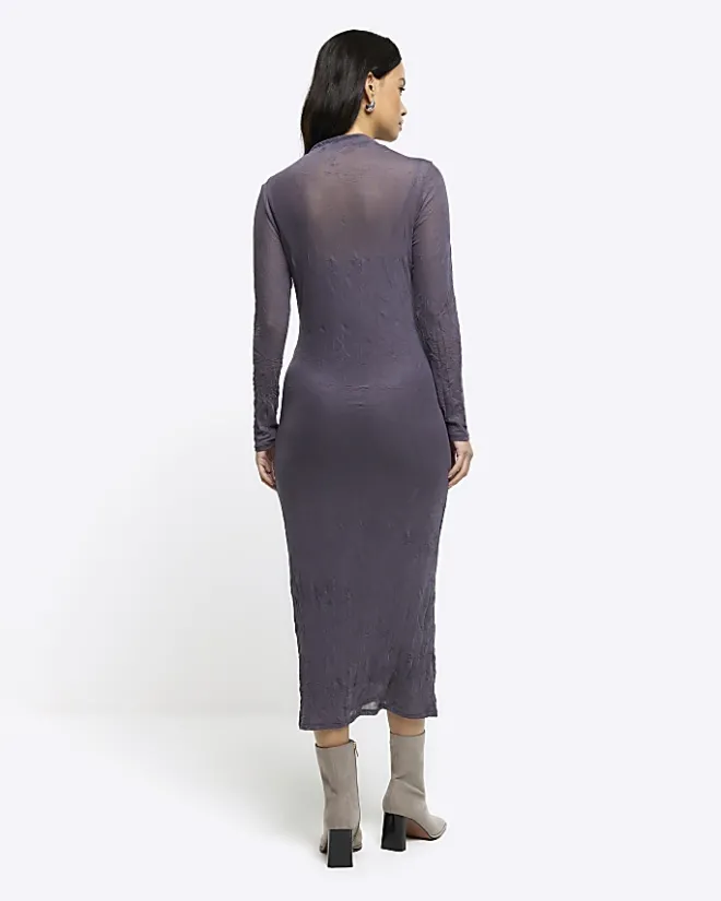 River Island mesh bodycon maxi dress Grey Best