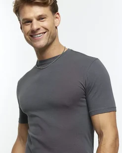 River Island muscle fit t-shirt Grey Fashion