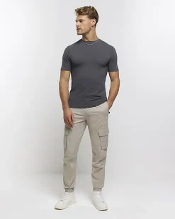 River Island muscle fit t-shirt Grey Fashion