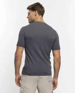 River Island muscle fit t-shirt Grey Fashion
