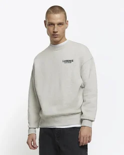 River Island oversized fit graphic sweatshirt Grey Outlet
