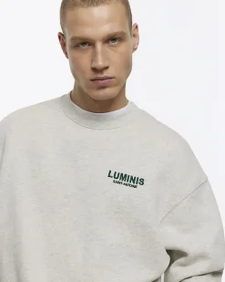 River Island oversized fit graphic sweatshirt Grey Outlet