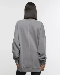 River Island oversized sweatshirt Grey Fashion