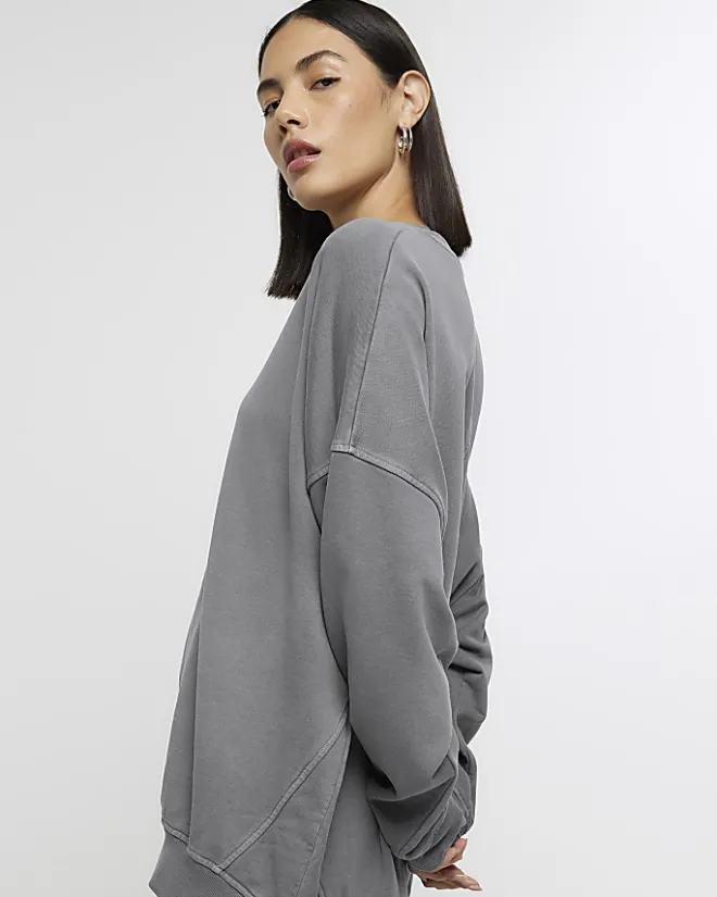 River Island oversized sweatshirt Grey Fashion