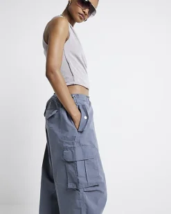 River Island parachute cargo trousers Grey New
