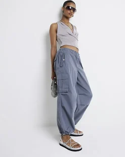 River Island parachute cargo trousers Grey New