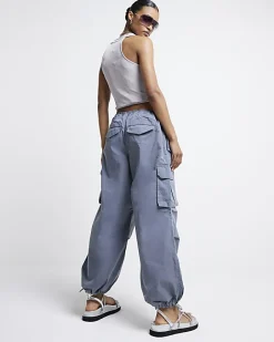 River Island parachute cargo trousers Grey New