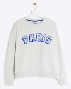 River Island Paris graphic sweatshirt Grey Online