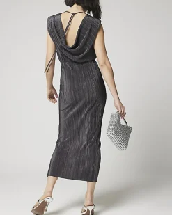 River Island plisse ruched dress Grey Clearance
