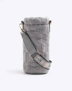 River Island quilted bottle holder bag Grey New
