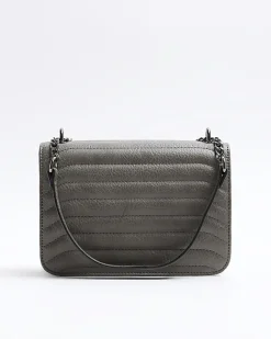 River Island quilted chain shoulder bag Grey Fashion