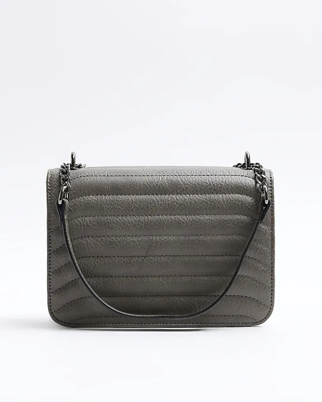 River Island quilted chain shoulder bag Grey Fashion