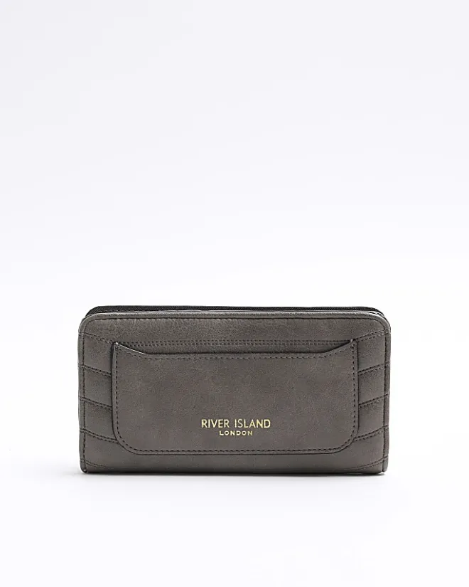 River Island quilted foldout purse Grey Sale