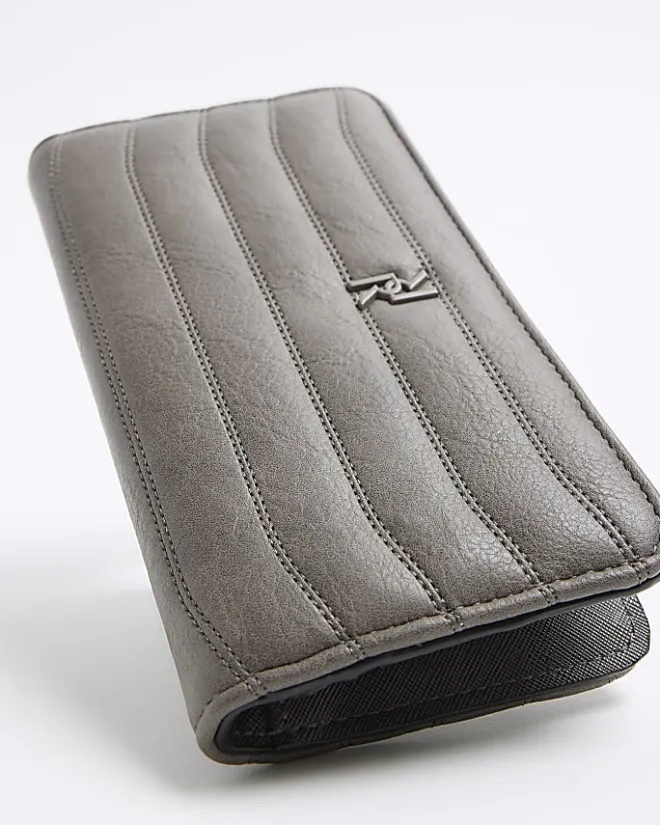 River Island quilted foldout purse Grey Sale