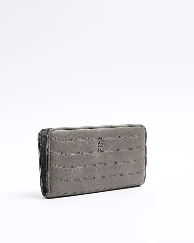 River Island quilted foldout purse Grey Sale