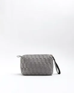 River Island quilted makeup bag Grey Sale