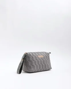 River Island quilted makeup bag Grey Sale