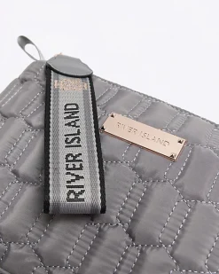 River Island quilted makeup bag Grey Sale