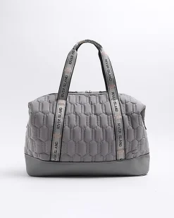 River Island quilted webbing travel bag Grey Sale