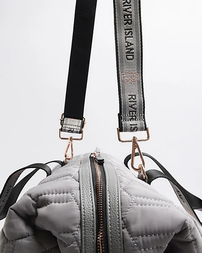 River Island quilted webbing travel bag Grey Sale