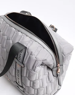 River Island quilted webbing travel bag Grey Sale