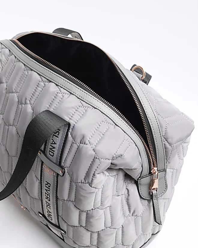 River Island quilted webbing travel bag Grey Sale