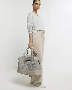 River Island quilted zip travel bag Grey Best