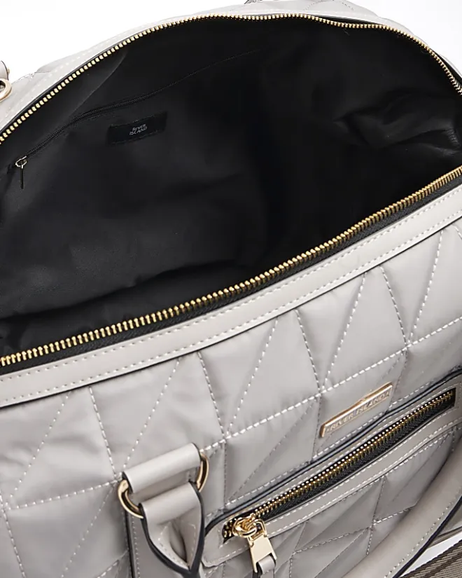 River Island quilted zip travel bag Grey Best