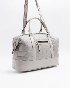 River Island quilted zip travel bag Grey Best