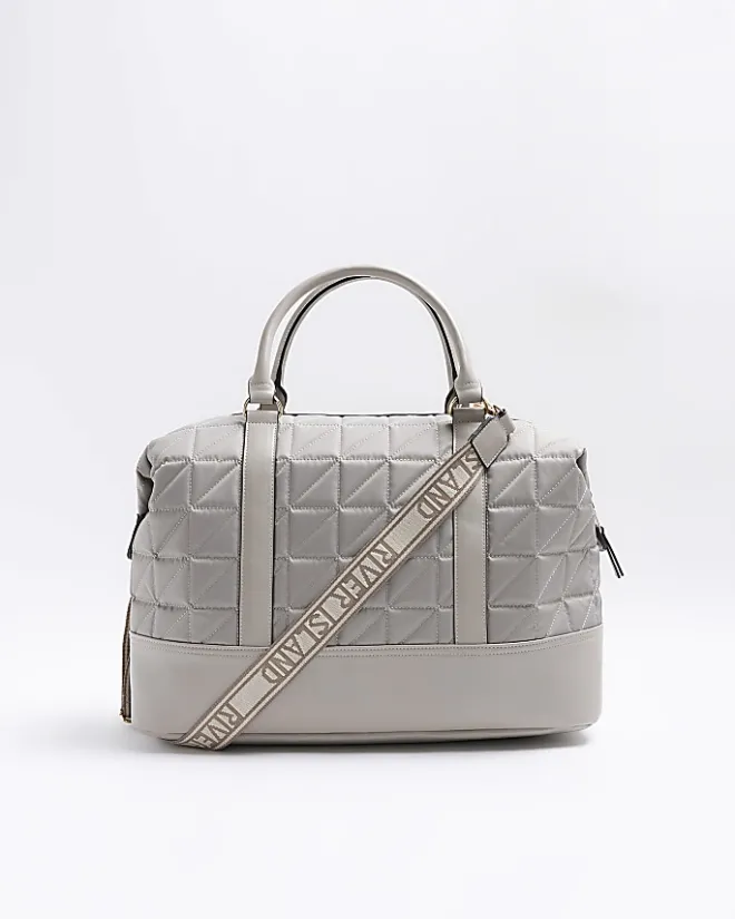 River Island quilted zip travel bag Grey Best