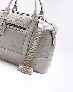 River Island quilted zip travel bag Grey Best