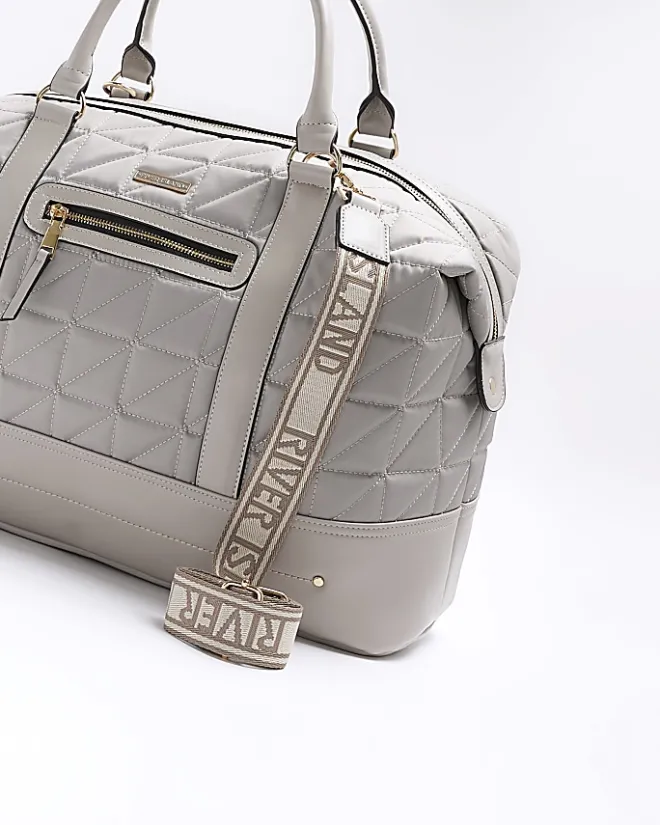 River Island quilted zip travel bag Grey Best