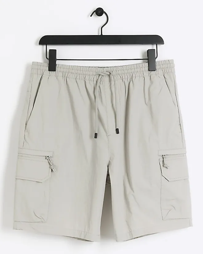 River Island regular fit cargo shorts Grey Sale