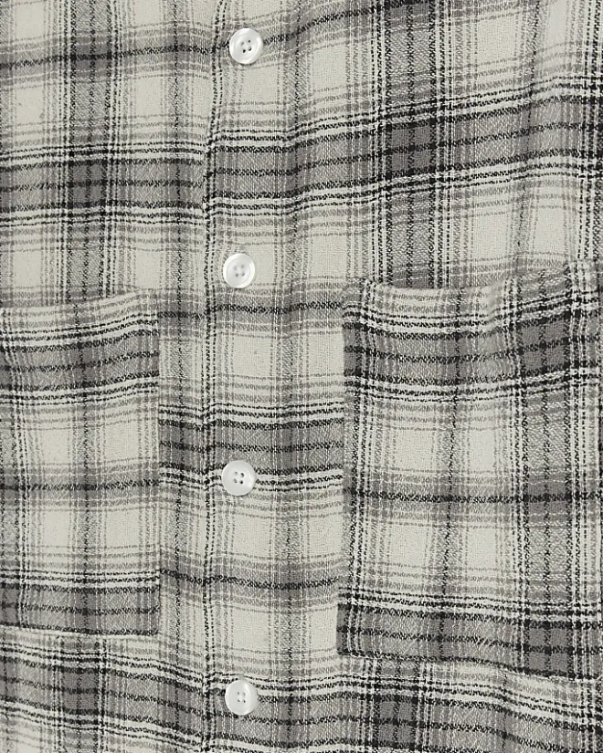 River Island regular fit check long sleeve overshirt Grey Sale