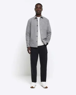 River Island regular fit chest pocket shirt Grey Outlet