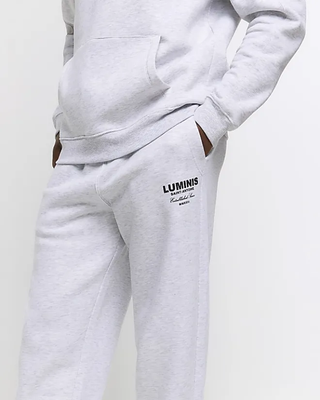 River Island regular fit graphic tracksuit joggers Grey Online