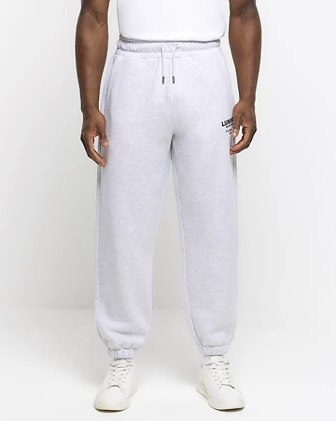 River Island regular fit graphic tracksuit joggers Grey Online